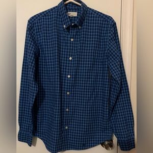 Gap Men’s Plaid Denim Button Down Long Sleeve Standard Fit Shirt Sz S